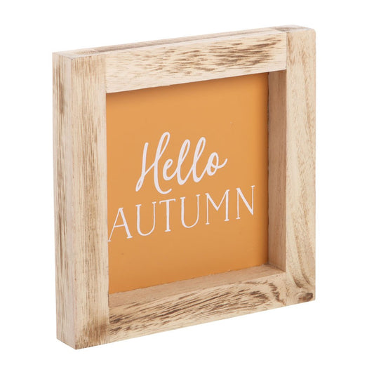 ORANGE HELLO AUTUMN WOODEN FRAME SIGN