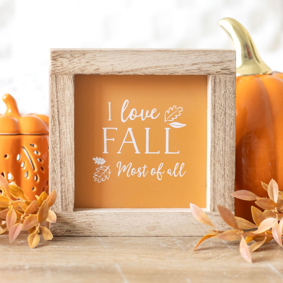 ORANGE I LOVE FALL MOST OF ALL WOODEN FRAME SIGN