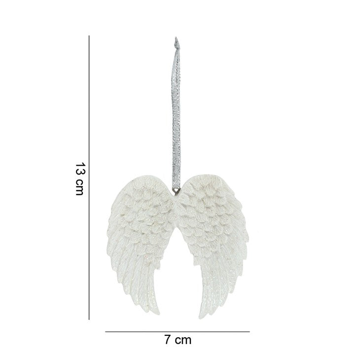 DOUBLE GLITTER ANGEL WING HANGING DECORATION