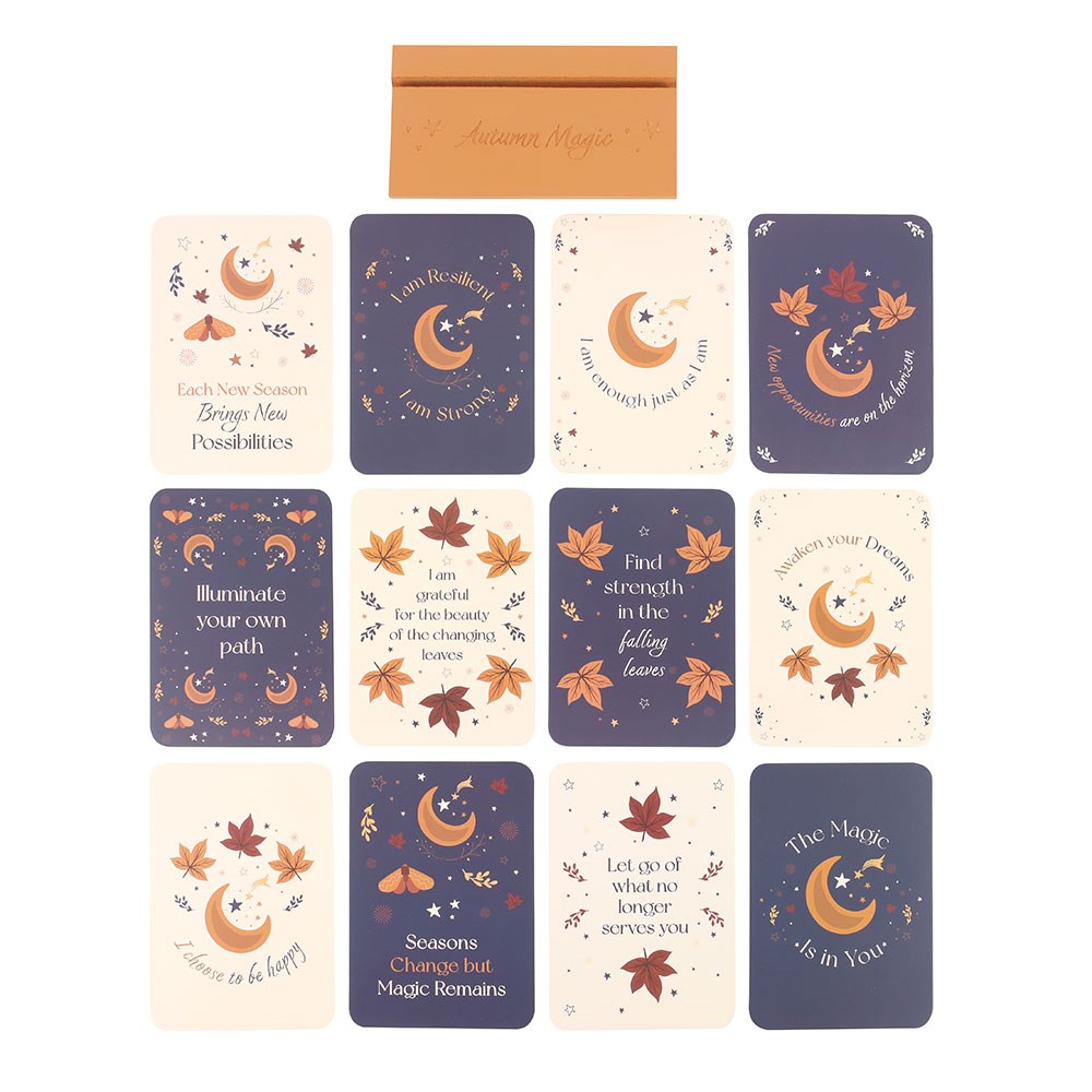 AUTUMN MAGIC AFFIRMATION CARDS WITH WOODEN STAND