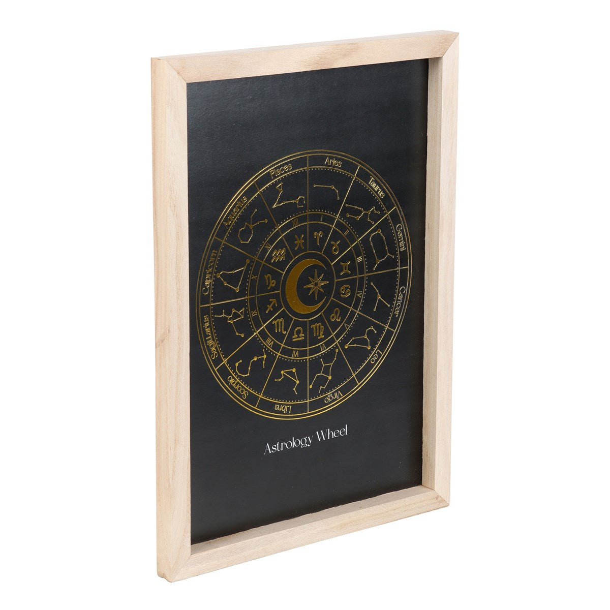 BLACK ASTROLOGY WHEEL FRAMED WALL ART PRINT