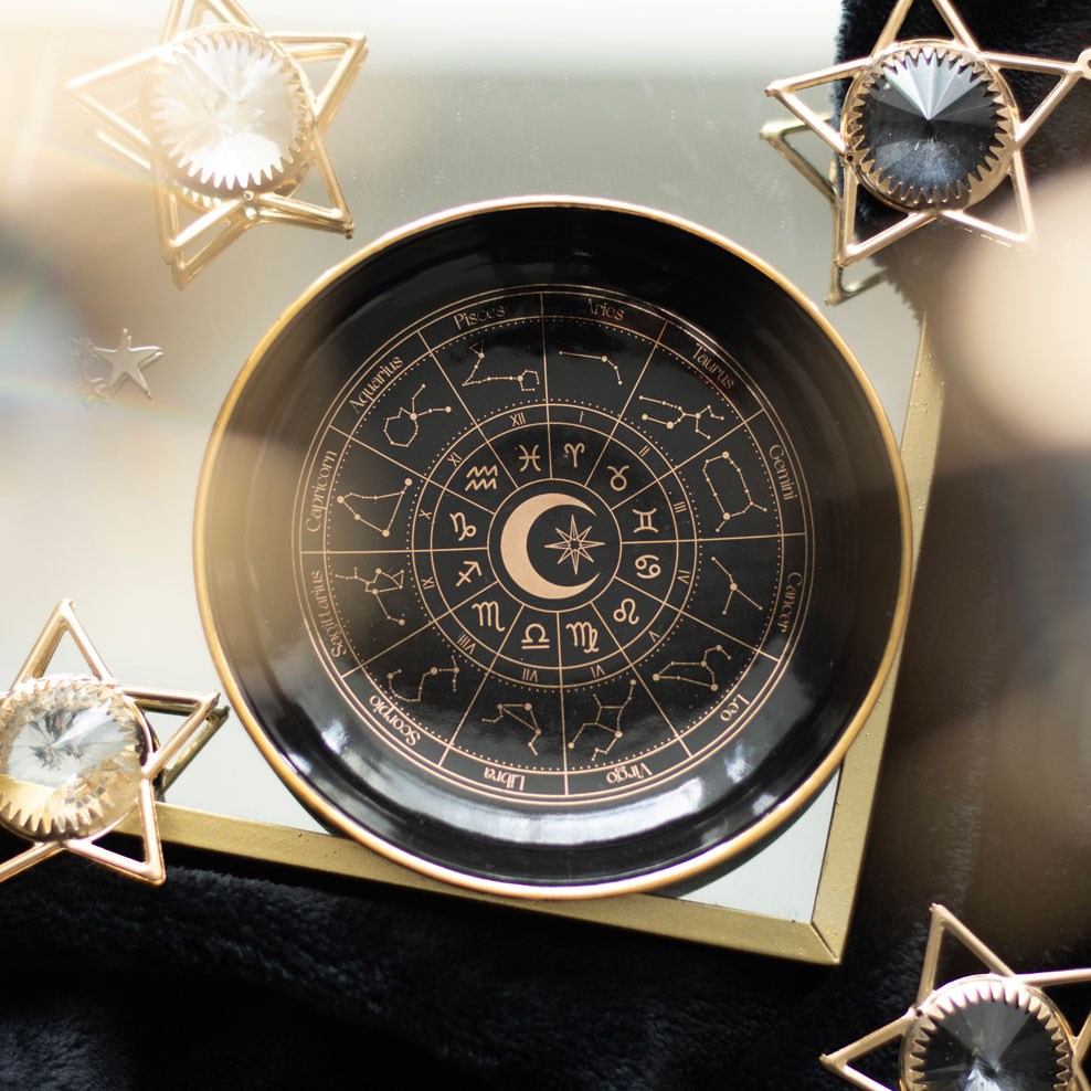 BLACK ASTROLOGY WHEEL TRINKET DISH