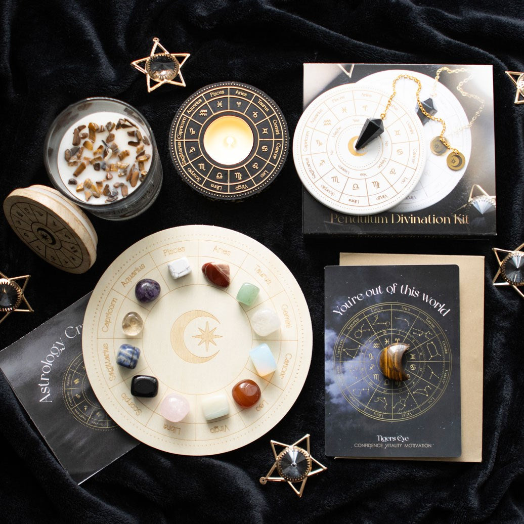 ASTROLOGY WHEEL CRYSTAL GRID SET