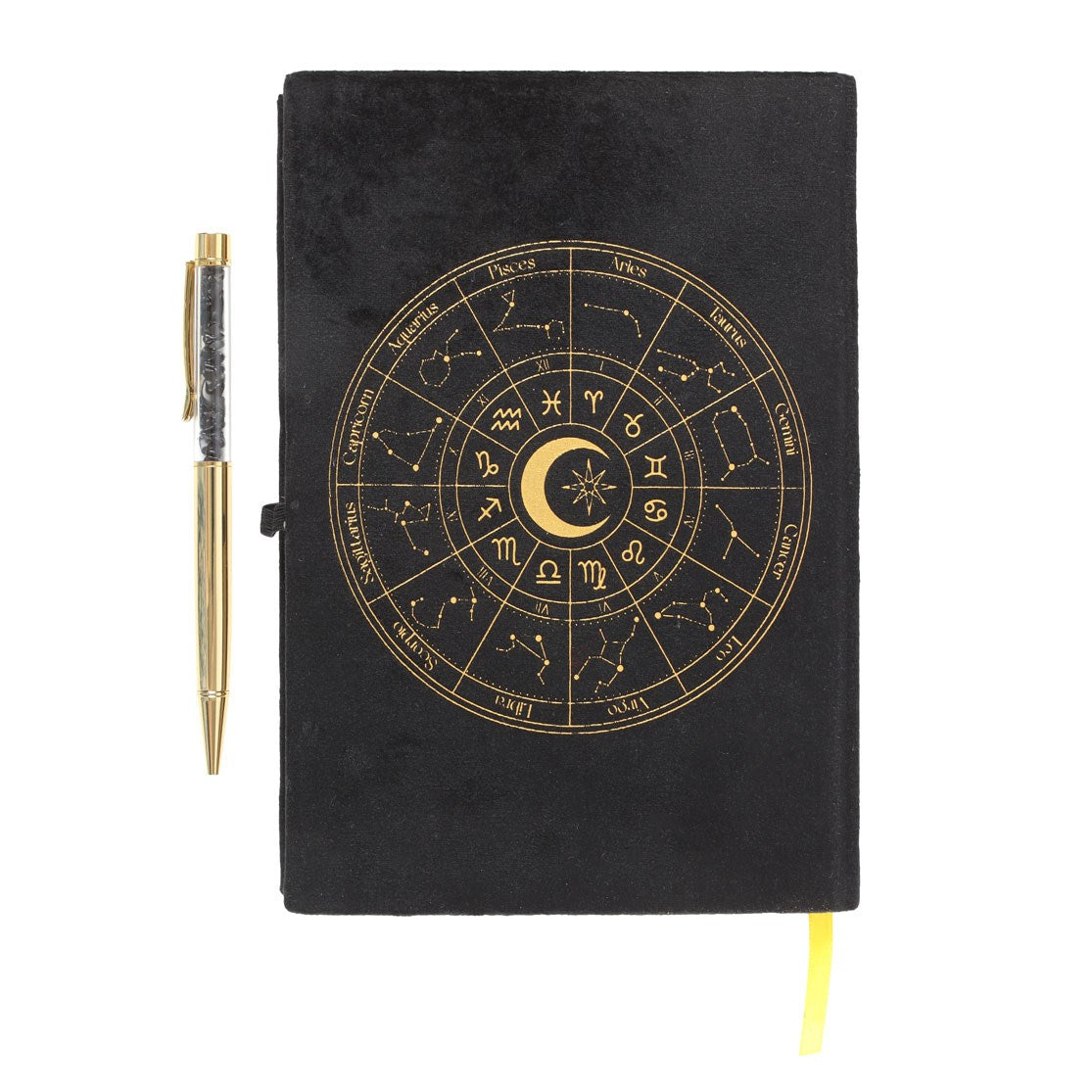 ASTROLOGY WHEEL JOURNAL WITH BLACK OBSIDIAN PEN