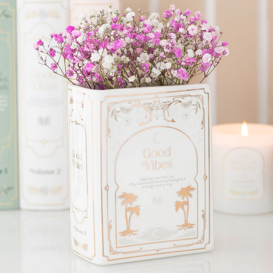 WHITE BOOK SHAPED VASE
