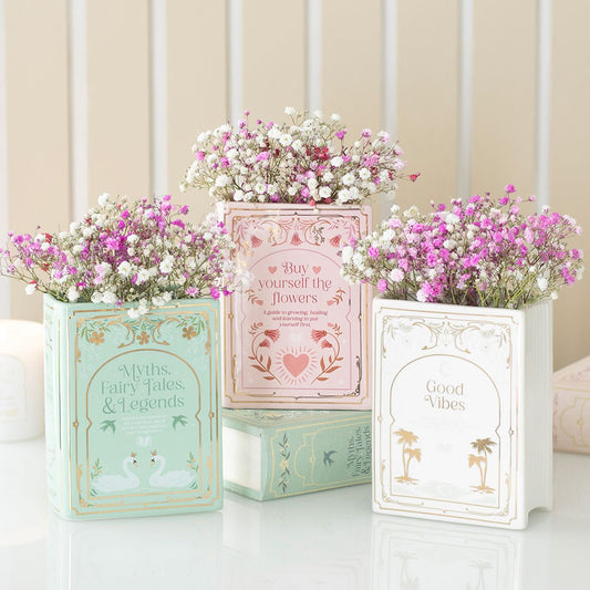 WHITE BOOK SHAPED VASE