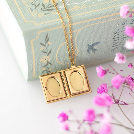 BOOK SHAPED LOCKET NECKLACE IN GIFT BOX