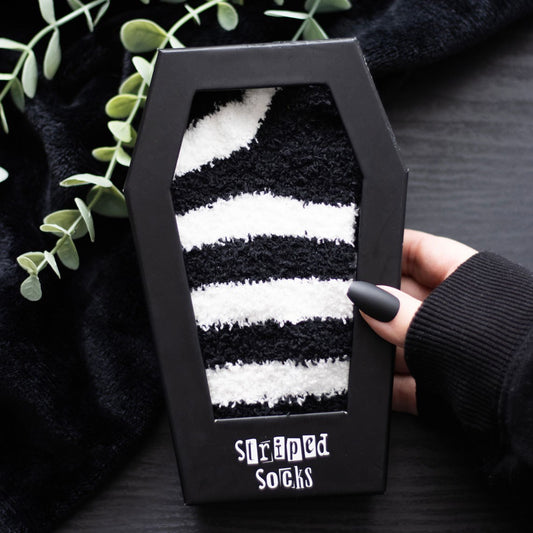 STRIPED SOCKS IN COFFIN GIFT BOX