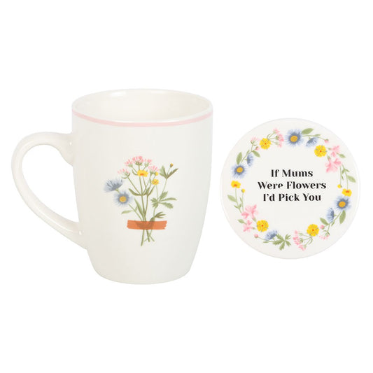 IF MUMS WERE FLOWERS FLORAL MUG & COASTER SET