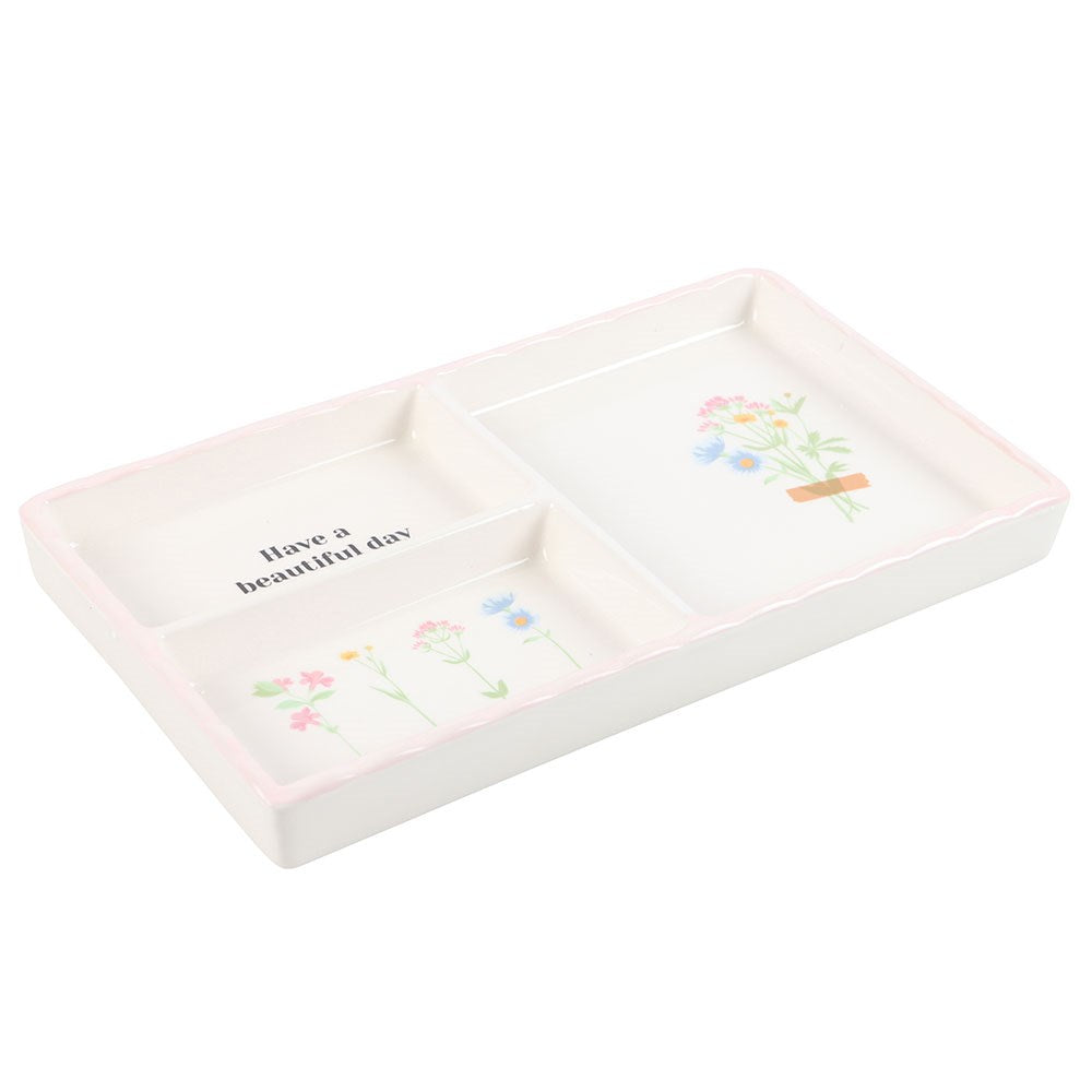 HAVE A BEAUTIFUL DAY FLORAL TRINKET TRAY