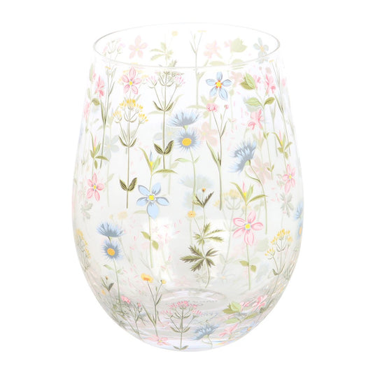 FLORAL PRINT STEMLESS GLASS