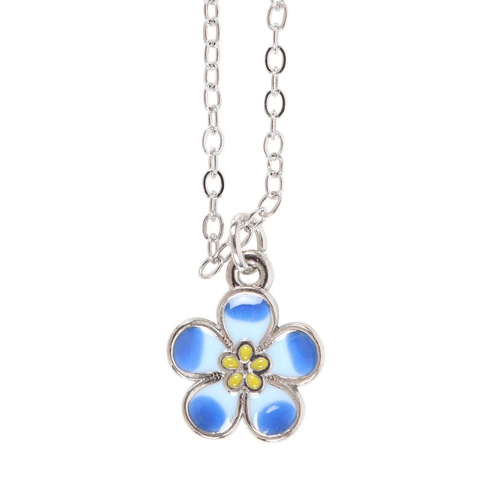 FORGET-ME-NOT FLOWER NECKLACE ON GREETING CARD