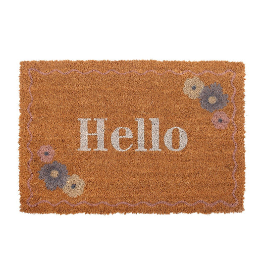 NATURAL FLORAL HELLO DOORMAT