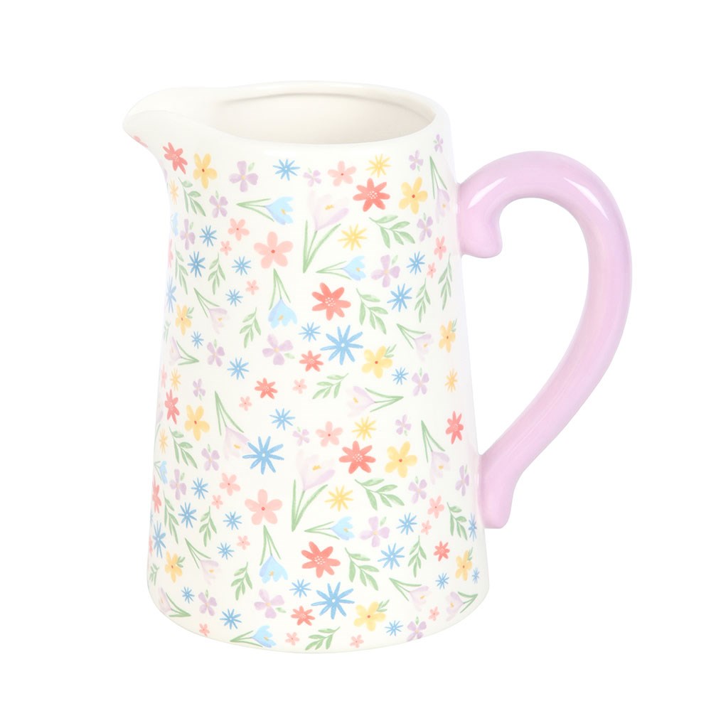 SPRING FLORAL PRINT CERAMIC FLOWER JUG