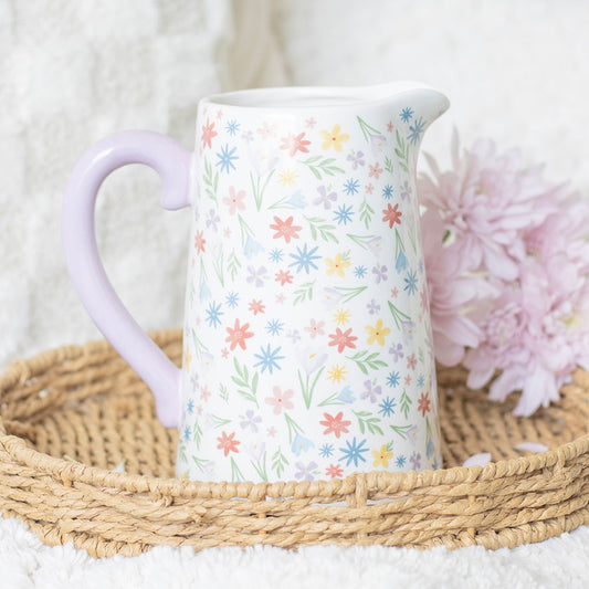 SPRING FLORAL PRINT CERAMIC FLOWER JUG