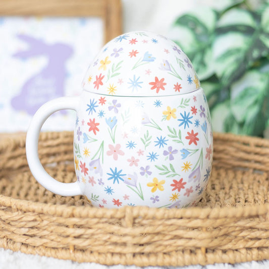 SPRING FLORAL PRINT EGG SHAPED MUG