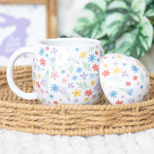 SPRING FLORAL PRINT EGG SHAPED MUG
