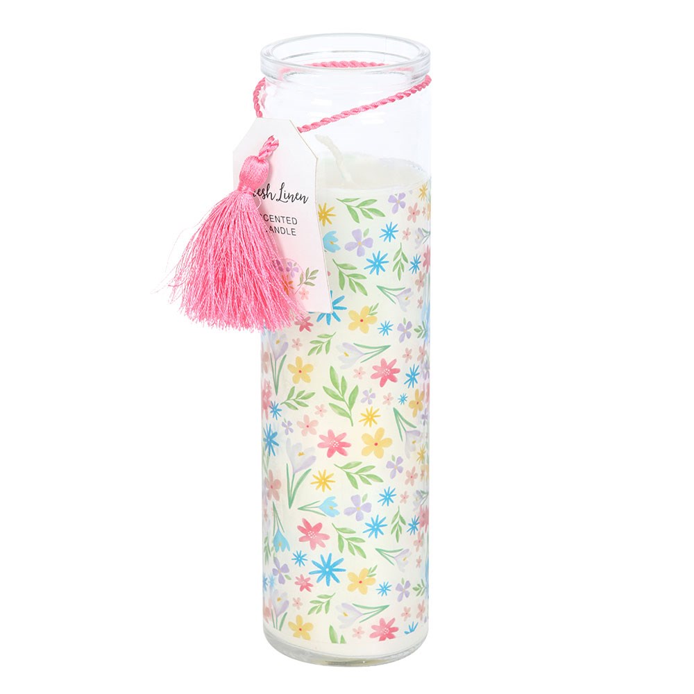 SPRING FLORAL PRINT FRESH LINEN TUBE CANDLE