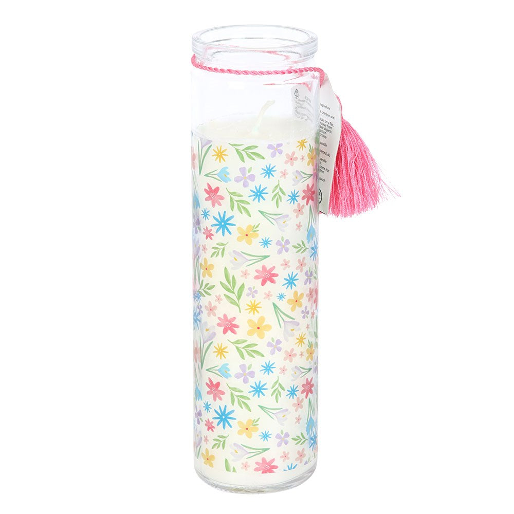 SPRING FLORAL PRINT FRESH LINEN TUBE CANDLE