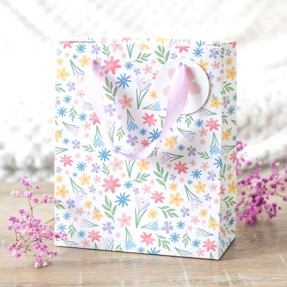 23CM MEDIUM SPRING FLORAL GIFT BAG