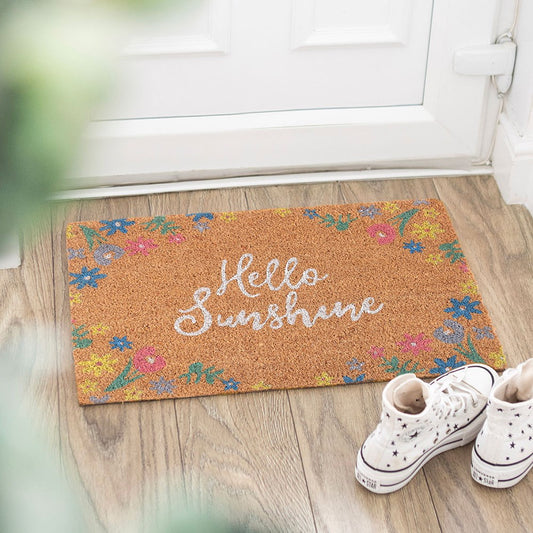 NATURAL FLORAL HELLO SUNSHINE DOORMAT