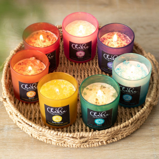 SACRAL CHAKRA ORANGE CRYSTAL CHIP CANDLE