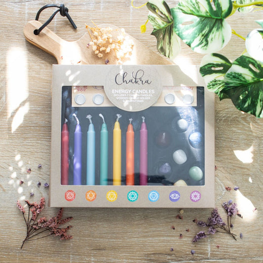 CHAKRA ENERGY CANDLE AND CRYSTAL GIFT SET