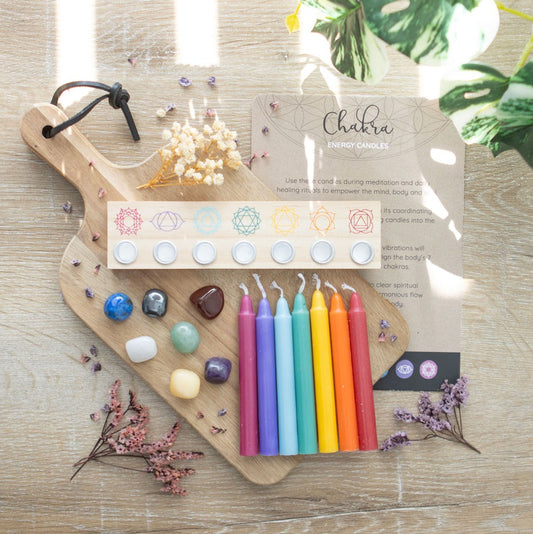 CHAKRA ENERGY CANDLE AND CRYSTAL GIFT SET