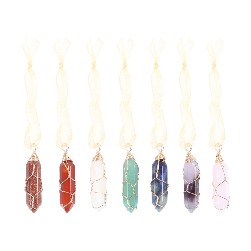 SET OF 7 HANGING CRYSTAL TREE DECORATIONS