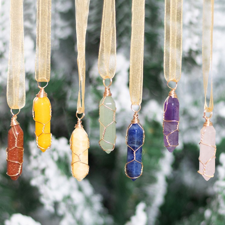 SET OF 7 HANGING CRYSTAL TREE DECORATIONS