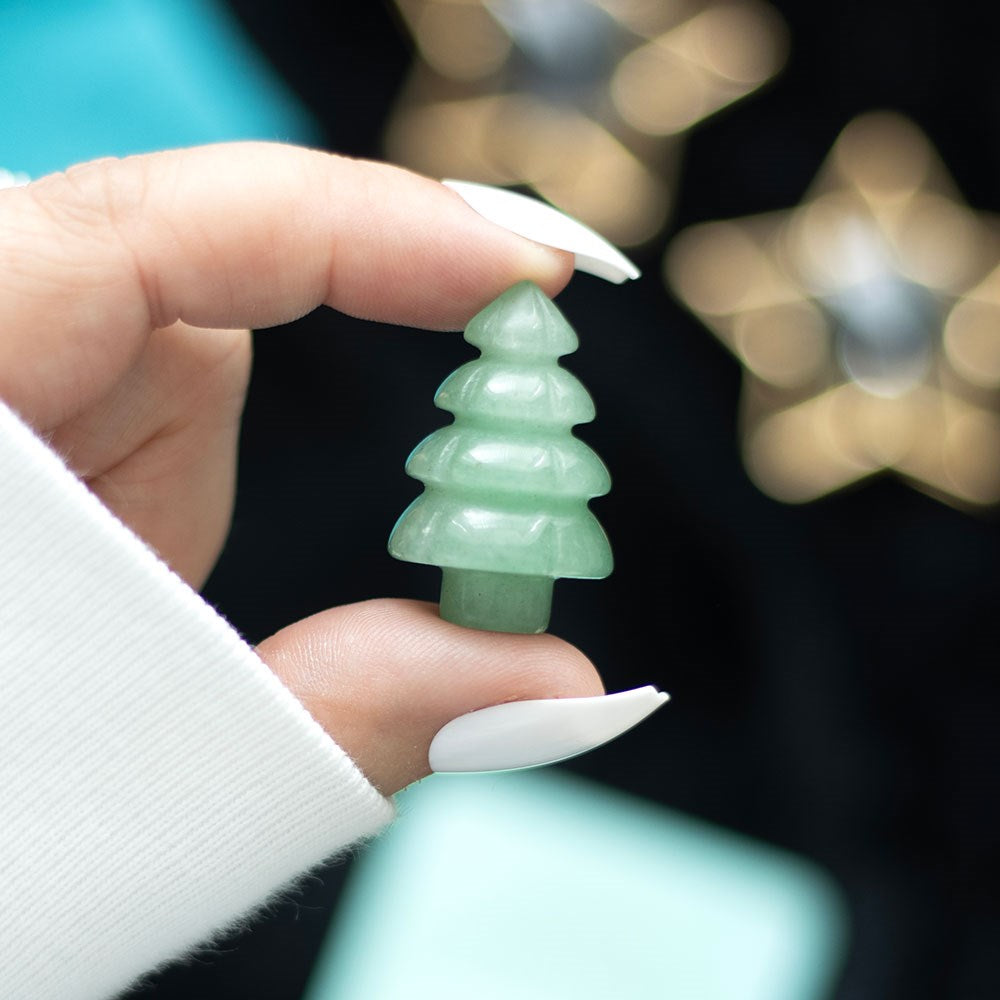 GREEN AVENTURINE CRYSTAL CHRISTMAS TREE IN A BAG