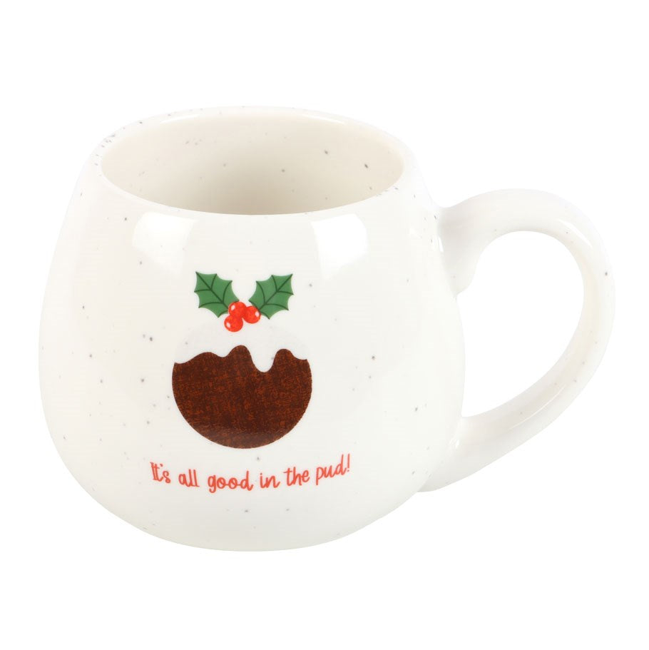 ALL GOOD IN THE PUD ROUNDED CHRISTMAS MUG