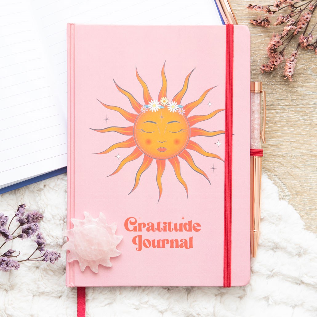 THE SUN GRATITUDE JOURNAL WITH ROSE QUARTZ PEN