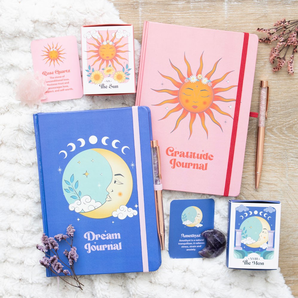 THE SUN GRATITUDE JOURNAL WITH ROSE QUARTZ PEN