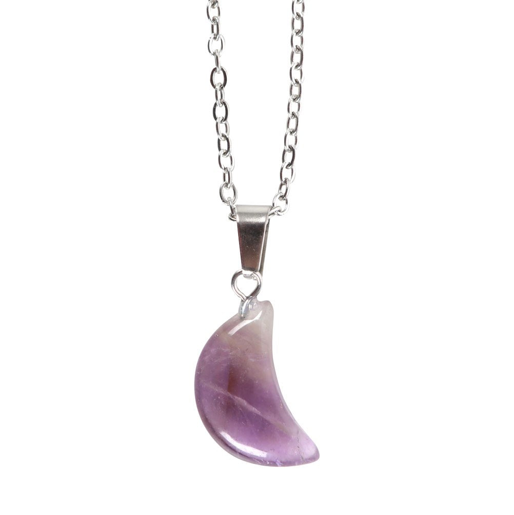 AMETHYST CRYSTAL MOON NECKLACE ON GREETING CARD