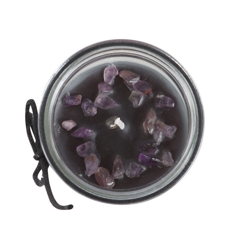 CRYSTAL WITCH JASMINE TUBE CANDLE WITH AMETHYST CHIPS