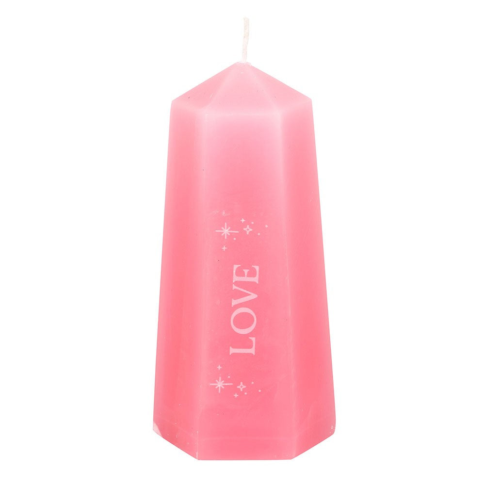 LOVE CRYSTAL CANDLE WITH ROUGH ROSE QUARTZ