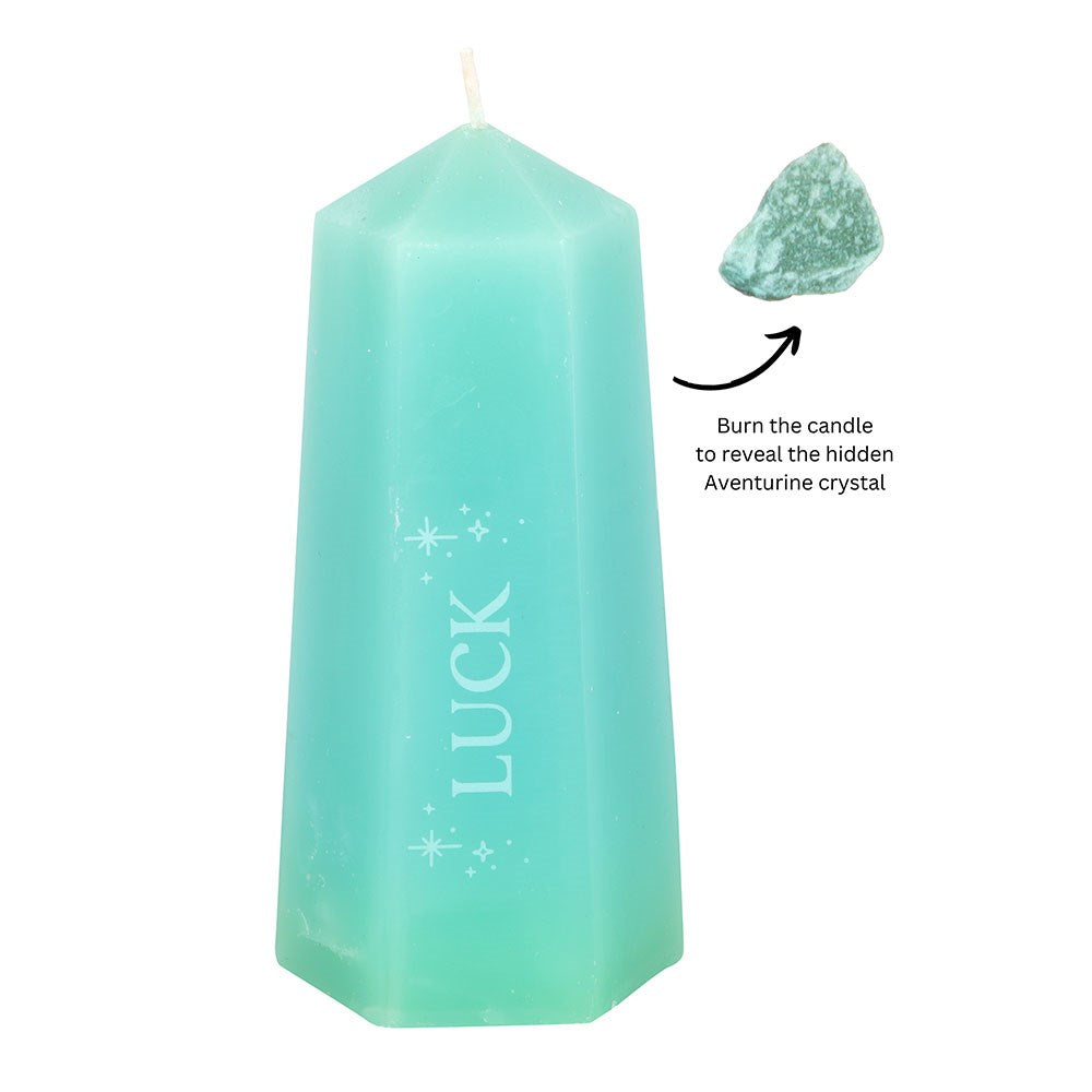 LUCK CRYSTAL CANDLE WITH ROUGH GREEN AVENTURINE