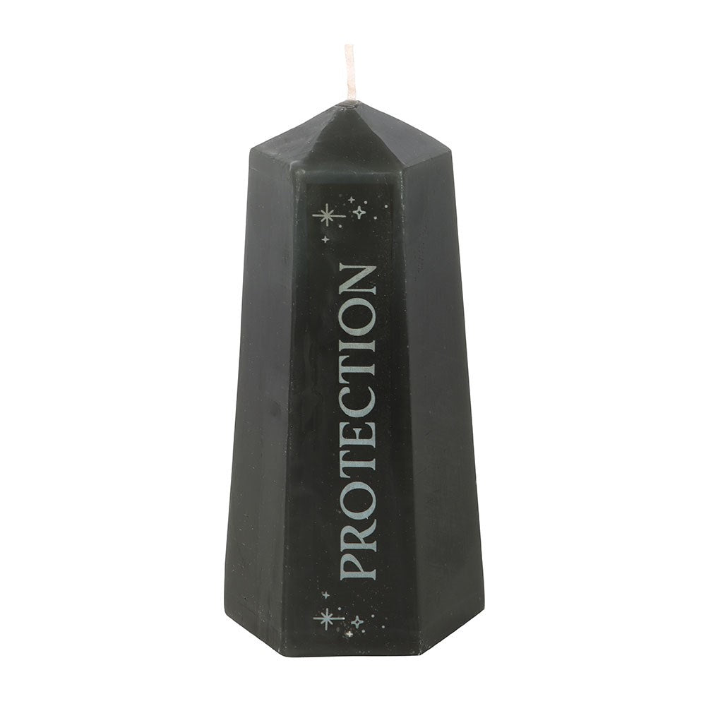 PROTECTION CRYSTAL CANDLE WITH ROUGH BLACK OBSIDIAN