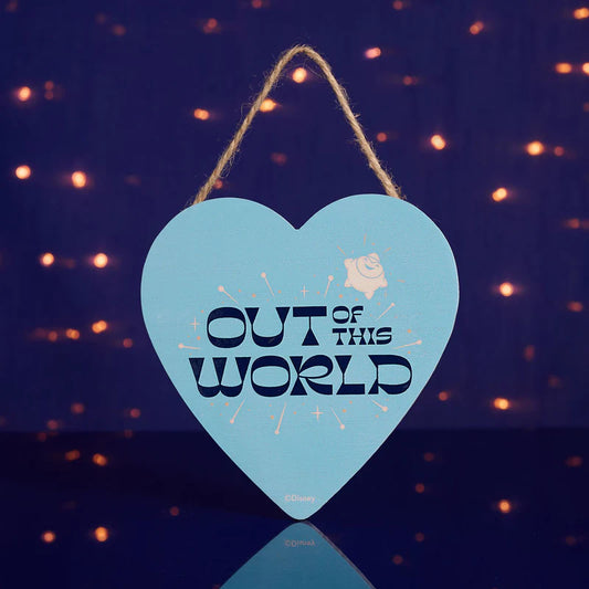 DISNEY WISH HANGING HEART PLAQUE 'OUT OF THIS WORLD''