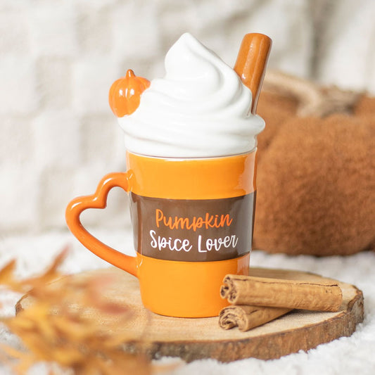 PUMPKIN SPICE LATTE SHAPED LIDDED MUG
