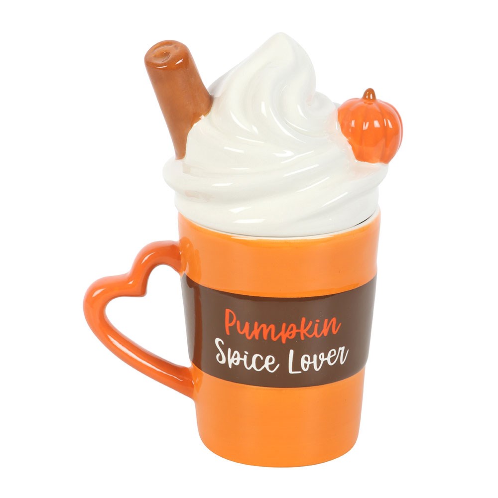 PUMPKIN SPICE LATTE SHAPED LIDDED MUG