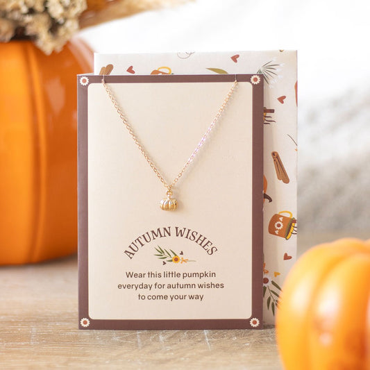 PUMPKIN NECKLACE ON GREETING CARD