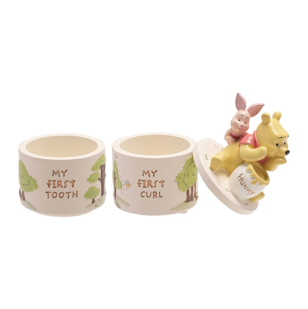 DISNEY WINNIE THE POOH RESIN TOOTH AND CURL TRINKET BOX SET