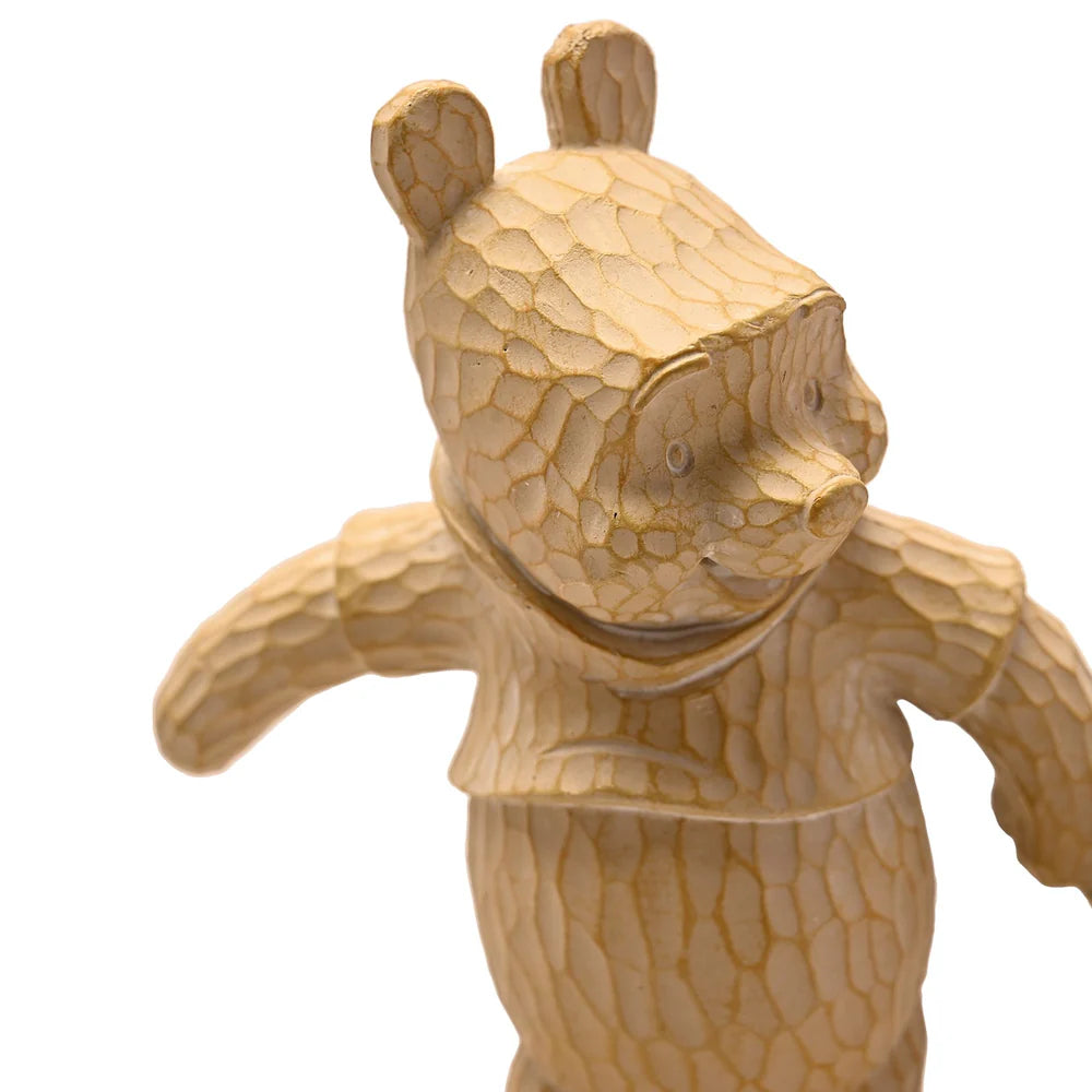 DISNEY WINNIE THE POOH WOOD EFFECT RESIN FIGURINE 'THE TINY PITTER PATTER OF FEET"