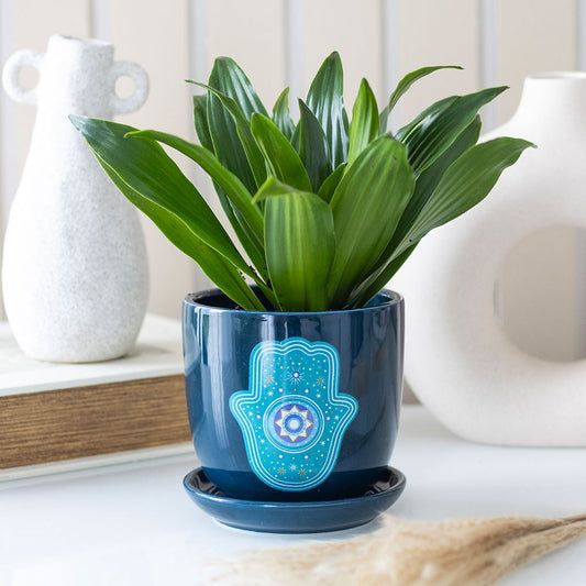 HAND OF HAMSA CERAMIC PLANT POT