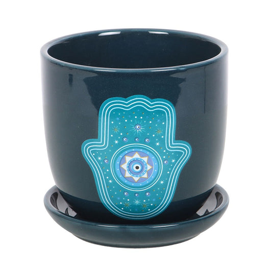 HAND OF HAMSA CERAMIC PLANT POT