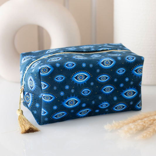 ALL SEEING EYE PRINT VELVET MAKEUP BAG