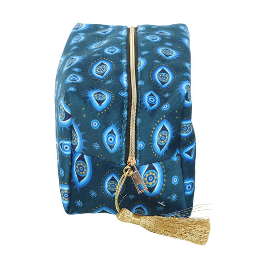ALL SEEING EYE PRINT VELVET MAKEUP BAG
