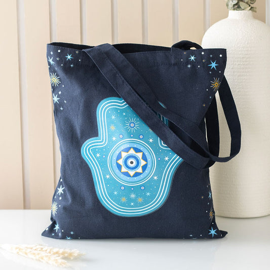 HAND OF HAMSA POLYCOTTON TOTE BAG